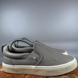 Cariuma IBI Slip On Mens 8.5 Grey Pebbled Leather Casual Sneakers SW-2404